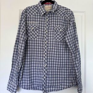 Scotch & Soda (XL) Blue Plaid Embroidered Patchwork Western Button Up Longsleeve